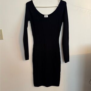Wilfred Black Ribbed Long Sleeve Bodycon Dress